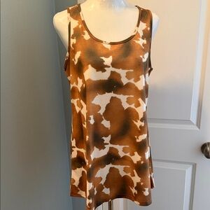 Lucky & Blessed Brown and White Camouflage Tank Top